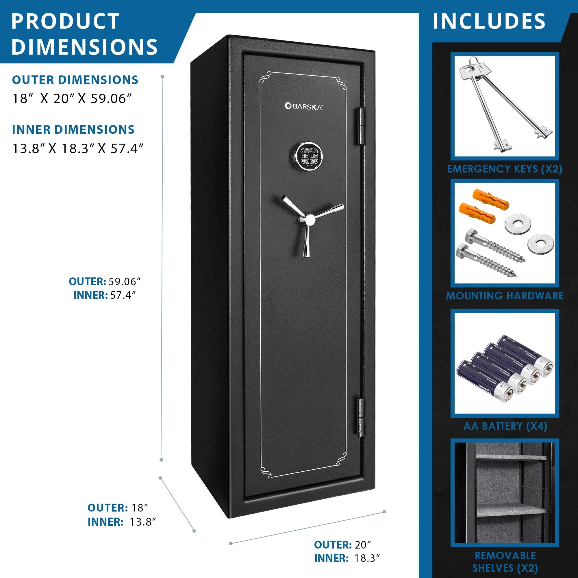 Barska FV1000 FireVault Fireproof Keypad Safe (14-Gun Capacity)