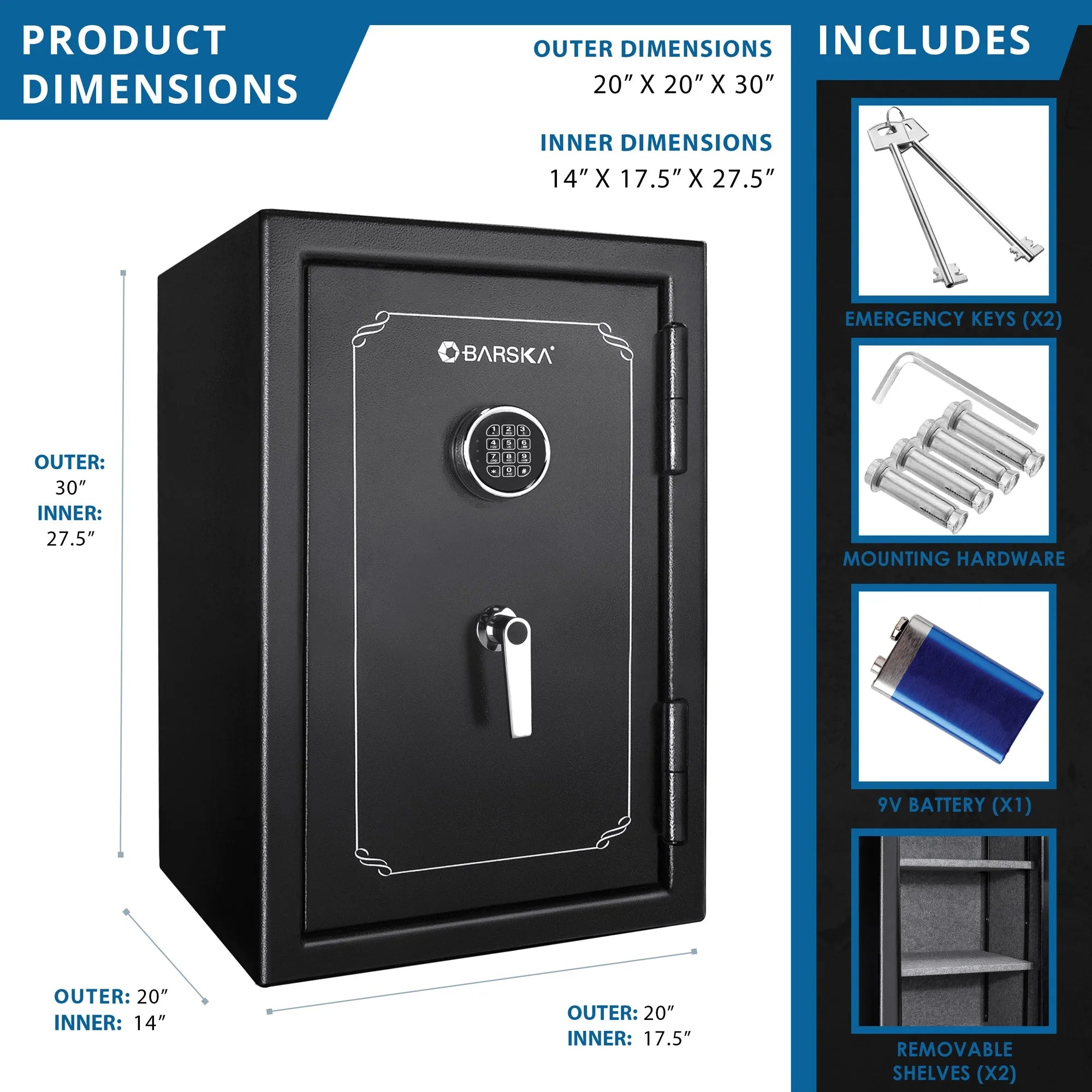 Barska FV500 FireVault Fireproof Keypad Security Safe