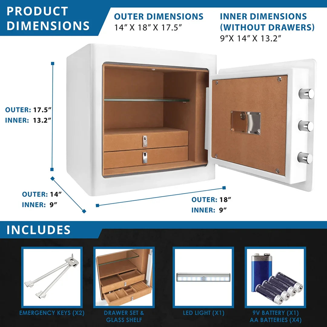 Barska 1.01 cu. ft. Keypad Fireproof Jewelry Safe - White