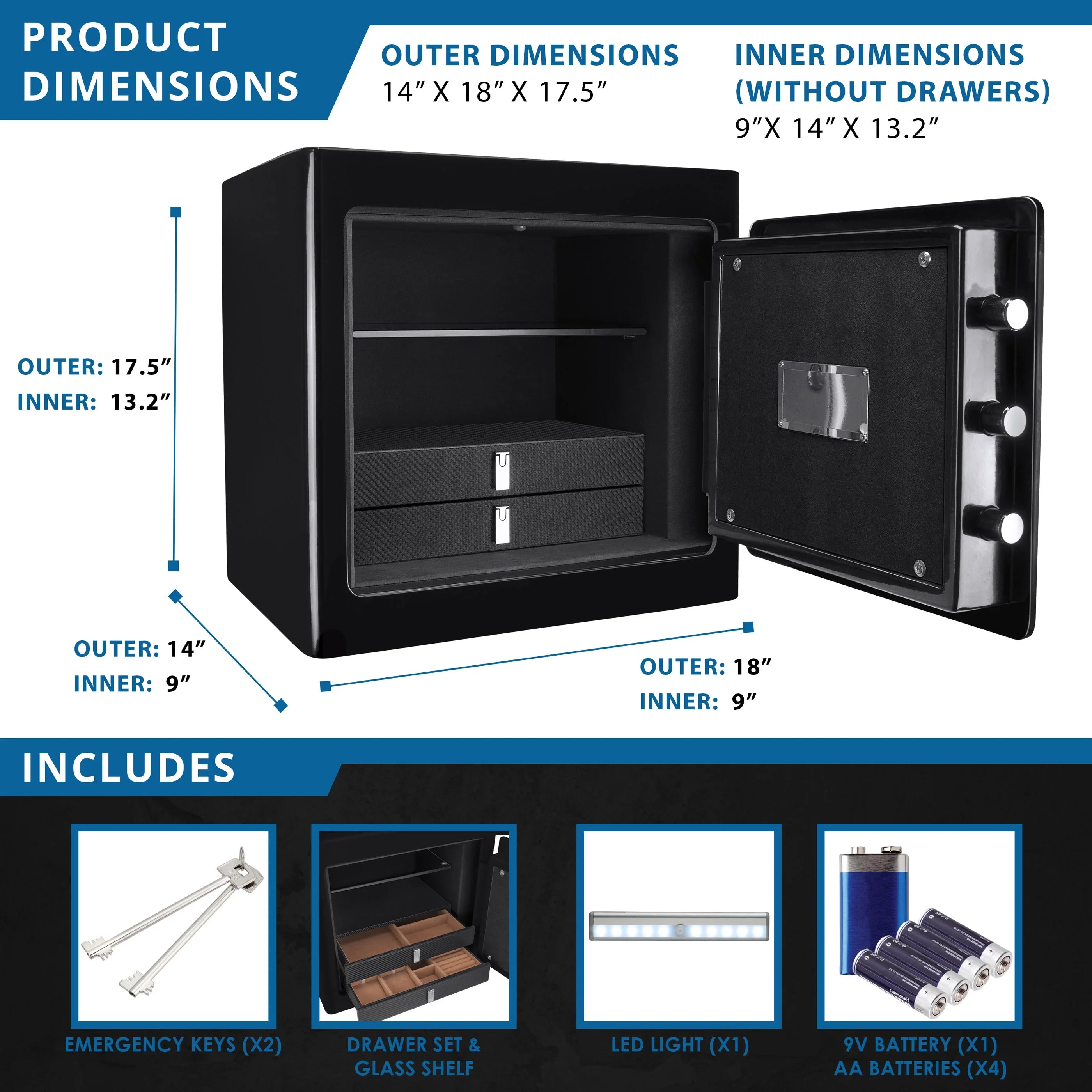 Barska 1.01 cu. ft. Keypad Fireproof Jewelry Safe - Black