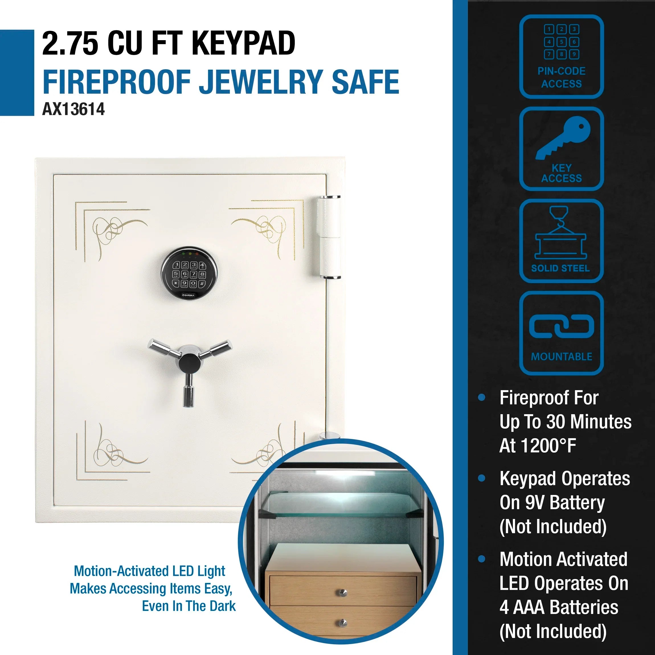 Barska 2.75 cu. ft. Keypad Fireproof Jewelry Safe