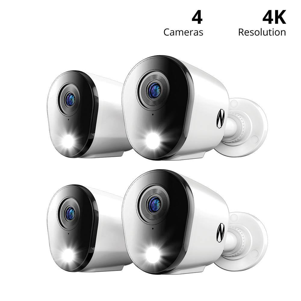 4K Wired Indoor/Outdoor Spotlight Security Cameras with 2-Way Audio (4-Pack)