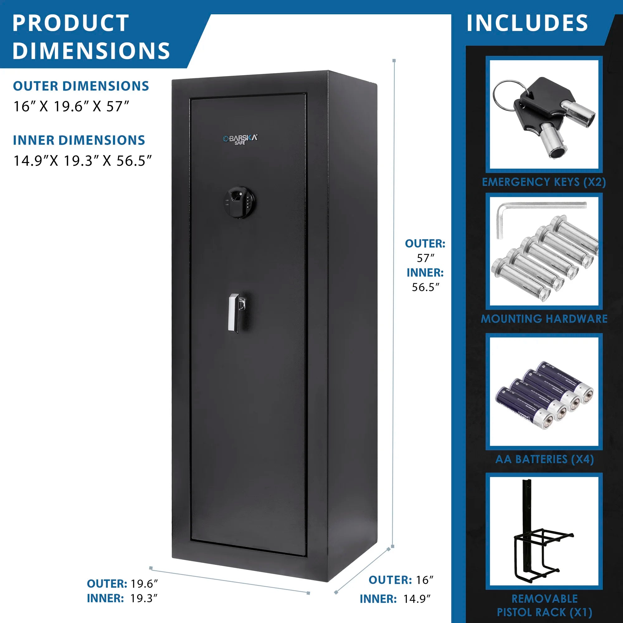 Barska HQ1000 Biometric Keypad Rifle Safe (16-Gun Capacity)