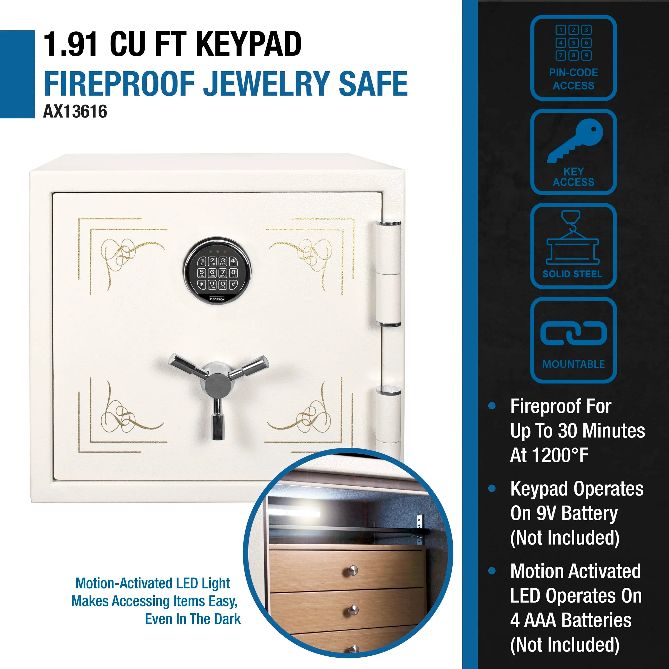Barska 1.91 cu. ft. Keypad Fireproof Jewelry Safe